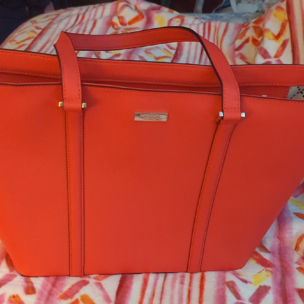 Kate Spade Sturdy Coral Orange Tote New Beautiful!